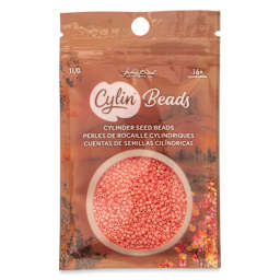 John Bead Cylin 11/0 Cylindrical Seed Beads - Soft Coral Pink Opaque front of packaging