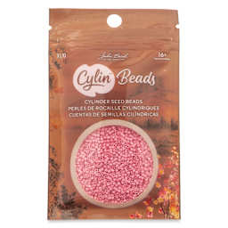 John Bead Cylin 11/0 Ceylon Cylindrical Seed Beads - Opaque Pink, 25g front of packaging