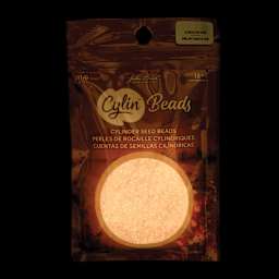 John Bead Cylin 11/0 Glow in the Dark Cylindrical Seed Beads - Pink AB, 25g front of packaging to show glow effect