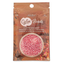 John Bead Cylin 11/0 Ceylon Cylindrical Seed Beads - Crystal Rose Lined, 25g front of packaging
