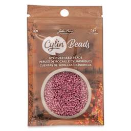 John Bead Cylin 11/0 Cylindrical Seed Beads - Vintage Rose Opaque front of packaging