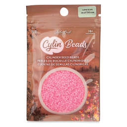 John Bead Cylin 11/0 Glow in the Dark Cylindrical Seed Beads - Rose, 25g front of packaging