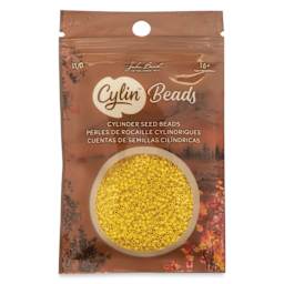 John Bead Cylin 11/0 Cylindrical Seed Beads - Yellow Opaque front of packaging