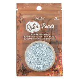 John Bead Cylin 11/0 Cylindrical Seed Beads - Light Blue Sky Opaque front of packaging