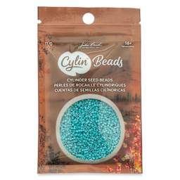 John Bead Cylin 11/0 Cylindrical Seed Beads - Turquoise Blue Opaque front of packaging