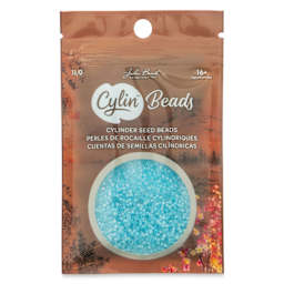 John Bead Cylin 11/0 Matte Macaron Cylindrical Seed Beads - Sky Blue AB front of packaging