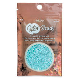 John Bead Cylin 11/0 Matte Macaron Cylindrical Seed Beads - Green Turquoise front of packaging