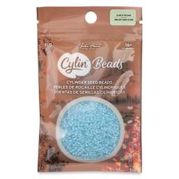 John Bead Cylin 11/0 Glow in the Dark Cylindrical Seed Beads - Sky, 25g front of packaging