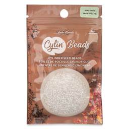John Bead Cylin 11/0 Glow in the Dark Cylindrical Seed Beads - White to Sky, 25g front of packaging