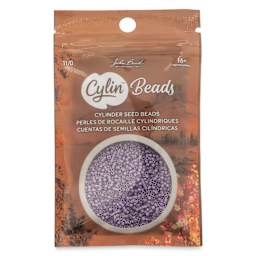 John Bead Cylin 11/0 Cylindrical Seed Beads - Lavender Opaque front of packaging