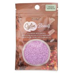 John Bead Cylin 11/0 Glow in the Dark Cylindrical Seed Beads - Violet, 25g front of packaging