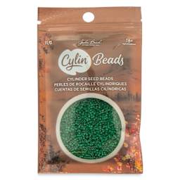 John Bead Cylin 11/0 Cylindrical Seed Beads - Jade Green Opaque front of packaging