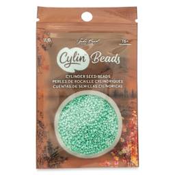 John Bead Cylin 11/0 Cylindrical Seed Beads - Seafoam Opaque front of packaging