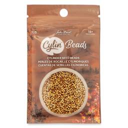 John Bead Cylin 11/0 Cylindrical Seed Beads - Gold AB  front of packaging