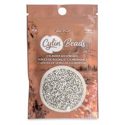 John Bead Cylin 11/0 Cylindrical Seed Beads - Electro Silver front of packaging