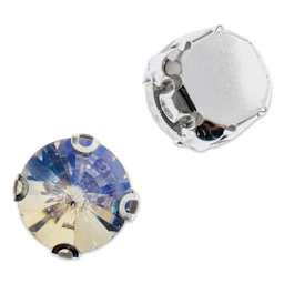 John Bead Crystal Lane DIY Sew On Rhinestones - Pkg of 20, Silver Setting, Crystal Satin, 10 mm