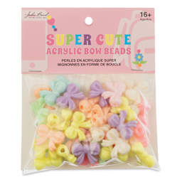 John Bead Super Cute Assorted Acrylic Bow Beads - Assorted Colors, 35 g front of packaging