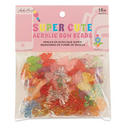 John Bead Super Cute Assorted Acrylic Bow Beads - Assorted Transparent Colors, 40 g front of packaging