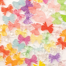 John Bead Super Cute Assorted Acrylic Bow Beads - Assorted Transparent Colors, 40 g