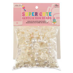 John Bead Super Cute Assorted Acrylic Bow Beads - White Crystal, 80 g front of packaging