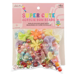 John Bead Super Cute Assorted Acrylic Bow Beads - Assorted Colors, 59 g front of packaging