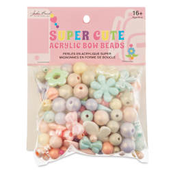 John Bead Super Cute Assorted Acrylic Bow Beads - Assorted Colors, 76 g front of packaging