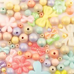 John Bead Super Cute Assorted Acrylic Bow Beads - Assorted Colors, 76 g