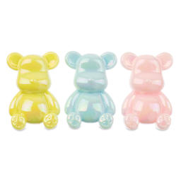 John Bead Super Cute Acrylic Animal Beads - Pkg of 3, Bears, Yellow, Light Blue, Light Pink