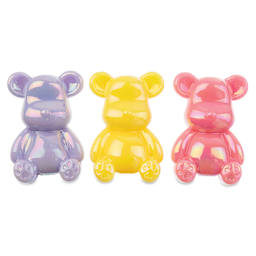 John Bead Super Cute Acrylic Animal Beads - Pkg of 3, Bears, Violet, Yellow, Pink