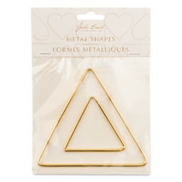John Bead Iron Metal Shapes Macramé Frames - Pkg of 2, Triangles, 50mm and 100mm front of packaging