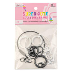 John Bead Super Cute Keychain Findings Kit - Pkg of 14, Kit 1, Black and White front of packaging