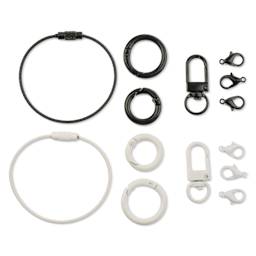 John Bead Super Cute Keychain Findings Kit - Pkg of 14, Kit 1, Black and White