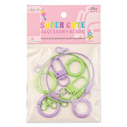 John Bead Super Cute Keychain Findings Kit - Pkg of 14, Kit 4, Green and Light Purple front of packaging
