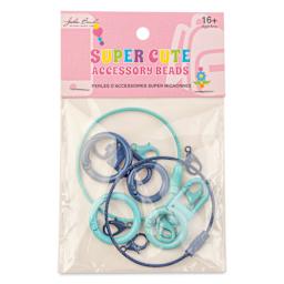 John Bead Super Cute Keychain Findings Kit - Pkg of 14, Kit 5, Blue and Light Blue front of packaging