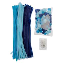 John Bead Mixed Craft Combo Pack - Pkg of 300, Blue Mix contents