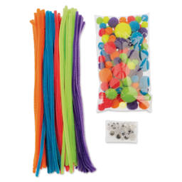 John Bead Mixed Craft Combo Pack - Pkg of 300, Neon Mix contents