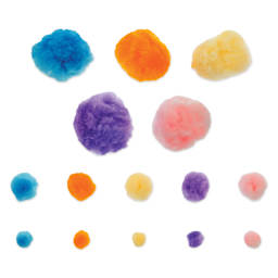 John Bead Pom Poms Assorted Mix - Pkg of 100, Pastel Mix