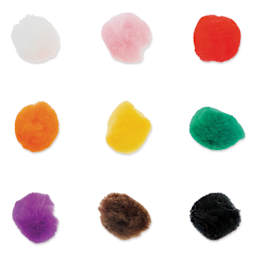 John Bead Pom Poms - Pkg of 100, Assorted Colors, 1"