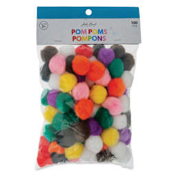 John Bead Pom Poms - Pkg of 65, Assorted Colors, 1/2" front of packaging