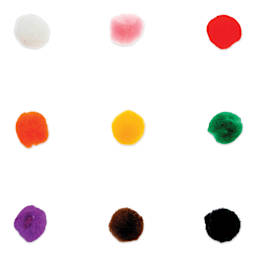 John Bead Pom Poms - Pkg of 65, Assorted Colors, 1/2"