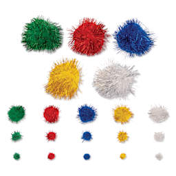 John Bead Pom Poms Assorted Mix - Pkg of 100, Glitter Mix