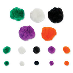 John Bead Pom Poms Assorted Mix - Pkg of 100, Halloween Mix