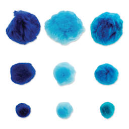John Bead Pom Poms Assorted Mix - Pkg of 100, Blue Mix