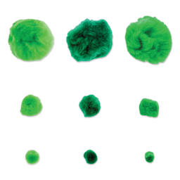 John Bead Pom Poms Assorted Mix - Pkg of 100, Green Mix