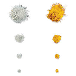 John Bead Pom Poms Assorted Mix - Pkg of 100, Glitter Gold and Silver Mix