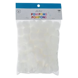 John Bead Pom Poms - Pkg of 65, White, 1/2"  front of packaging