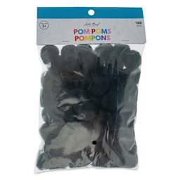 John Bead Pom Poms - Pkg of 65, Black, 1/2" front of packaging