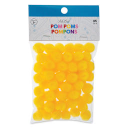 John Bead Pom Poms - Pkg of 100, Yellow, 1" front of packaging
