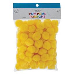 John Bead Pom Poms - Pkg of 65, Yellow, 1/2" front of packaging