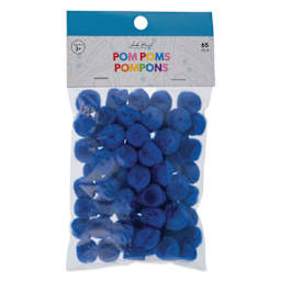 John Bead Pom Poms - Pkg of 100, Dark Blue, 1" front of packaging